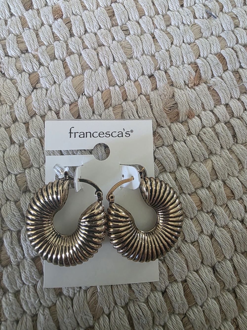 Francesca's Collections Shiny Gold Ribbed Hoop Earrings
